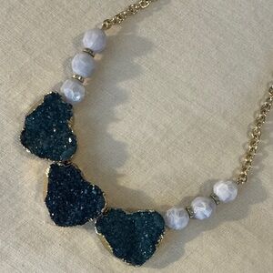 Elegant Blue and Gold Statement Necklace